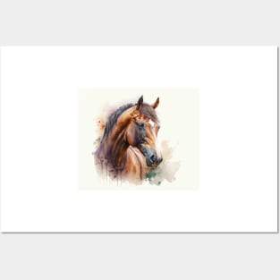 Horse Watercolour Painting Posters and Art